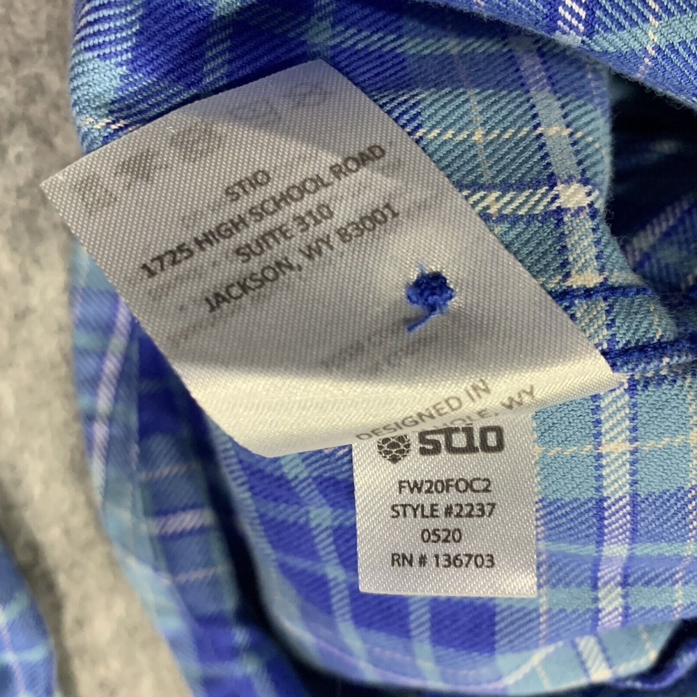 Stio Shirt Men's Blue Plaid Flannel Camping Outdoor Hiking Cotton (2237) -Size M - Picture 15 of 15